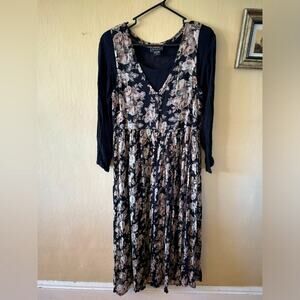 Vintage 90s dark floral shirt dress